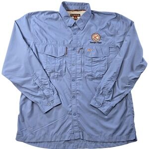 Simms Shirt Mens 2XL Blue Nylon Long Sleeve Button Up Breathable Pockets